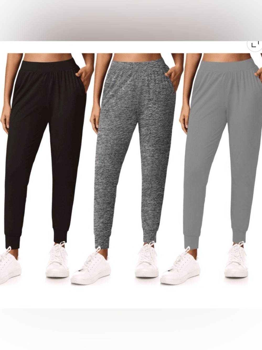 NWT Sweet Hearts Women's 1X Joggers 3-Pack Black, Heather Gray, Charcoal